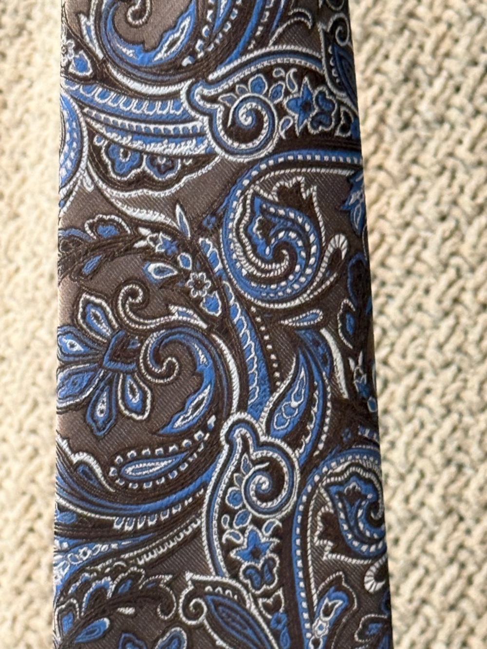Men's Paisley Blue and Brown Silk Tie